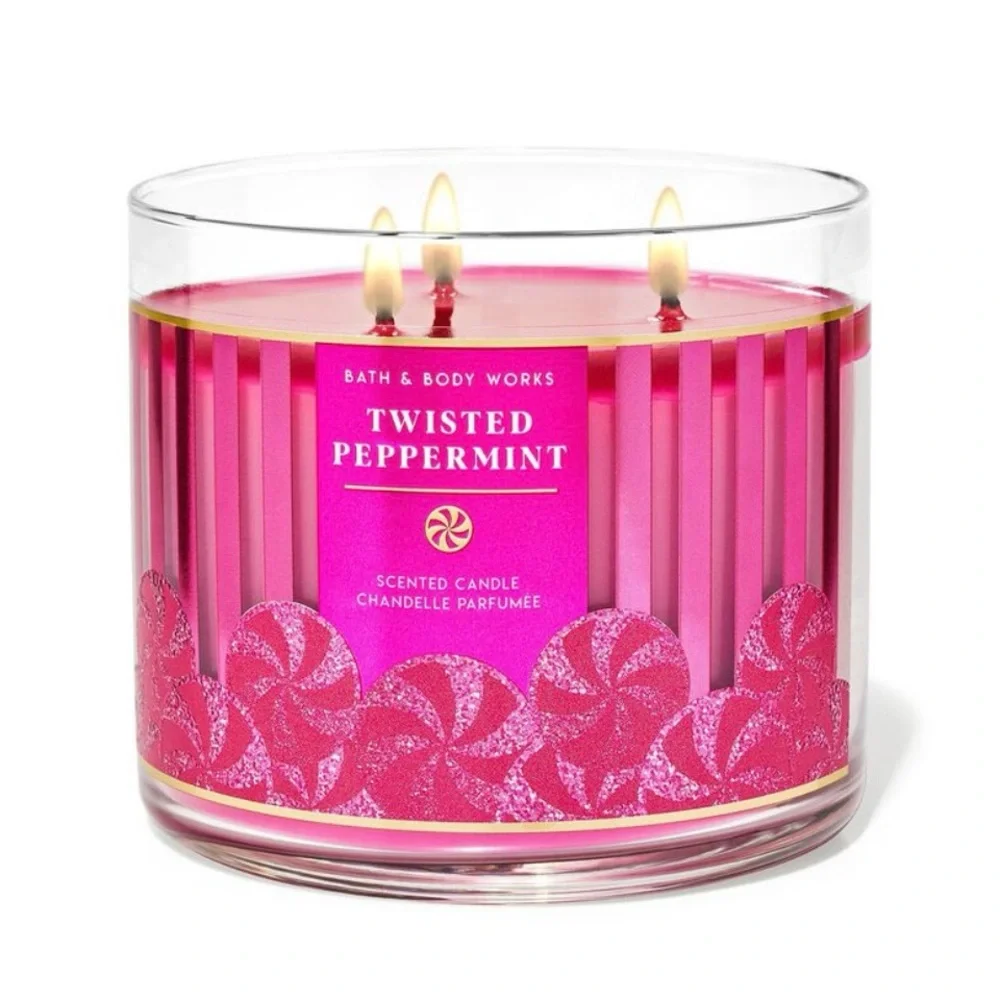 Bath & Body Works, large 3-wick candle, “Twisted Peppermint “ scent, NEW - Picture 6 of 7